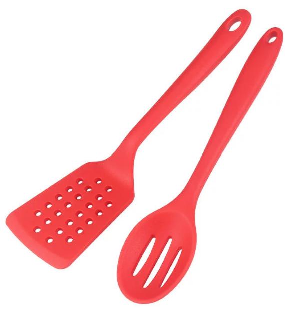 

2Pcs Best Seller Silicone Cooking Set - Non-Stick Kitchen Utensil Bundle with Spoon & Strainer S