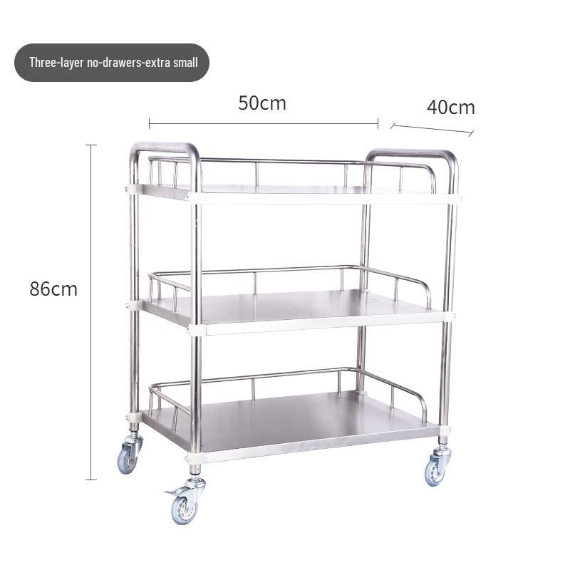 Stainless Steel Mobile Instrument Cart for Beauty Salon and Oral Care