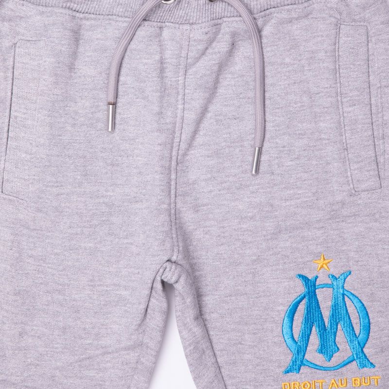 Grey Heather Cotton Jogging Bottoms with Embroidered OM Logo for Children