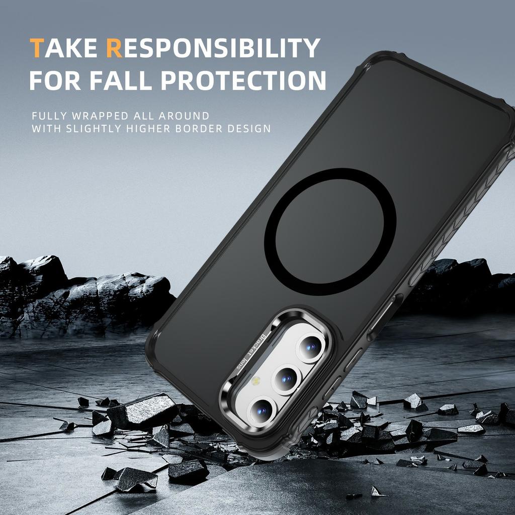 For Samsung Galaxy A25 5G (Global) (161mm) Case with Lens Kickstand Matte Back Cover Magnetic Case