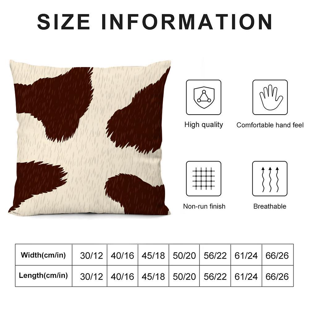 Brown White Cow Hot Cushion Cover Pillowcase Ultra Soft Skin Friendly Fabric Cloud Like Comfort & Concealed Zipper