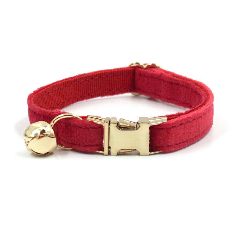 Cat Collar With Solid Color And Bell Decoration For Indoor And Outdoor Use