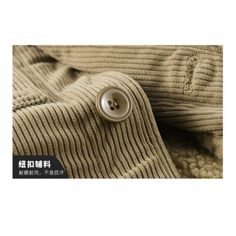 Winter Men Corduroy Casual Jackets Male Fashion Fleece Warm Parkas Down Jackets High Quality Man Slim Cargo Coats Size 5XL