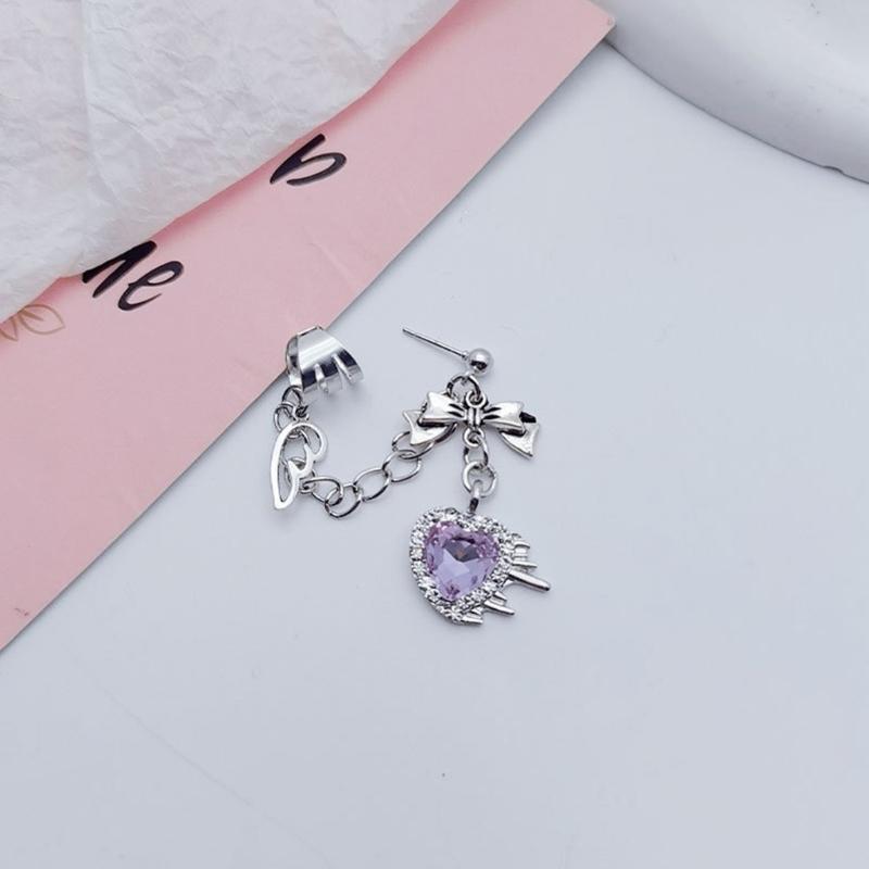 Punk Vintage Women Earrings Metal Chain Cross Heart Personalized Hip Hop One Pieces Ear Bone Clips Party Jewelry Gifts