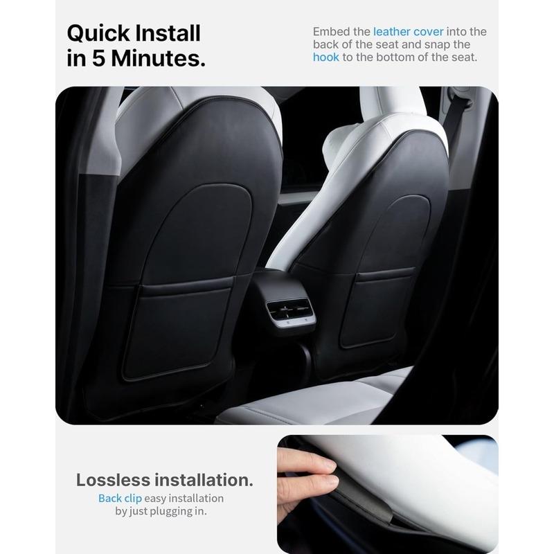 For Tesla Model 3 Y 2Pcs Seat Back Anti Kick Pad Leather Wear-Resistant Anti-Dirty Seat Backrest Protective Mat Car Accessories