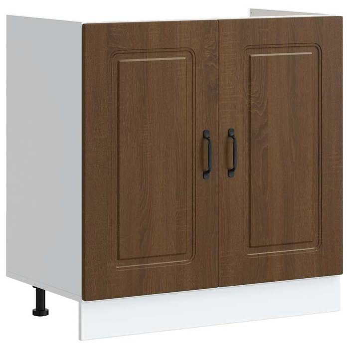 VidaXL Base Cabinet for Sink Kalmar Artisan Oak Engineered Wood, Kitchen Base Cabinet, Kitchen Base Cabinet with Door 853454