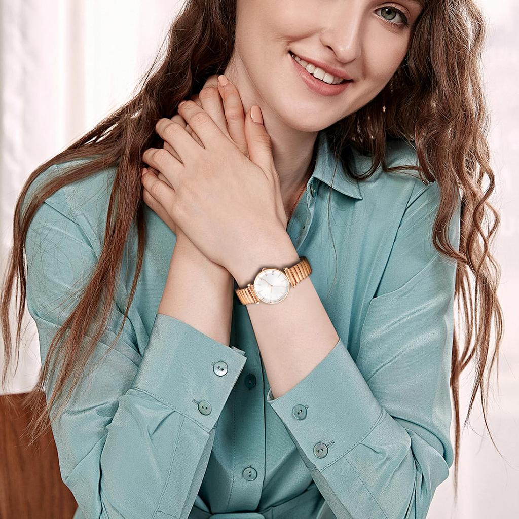 Edelstahl Armbanduhr mit Wasserdichtem Niedlichem und Stilvollem Analogem Einheitsgröße Passt Quarz Roségold Perfektes Geschenk für Tag Damen Design Anzeige,