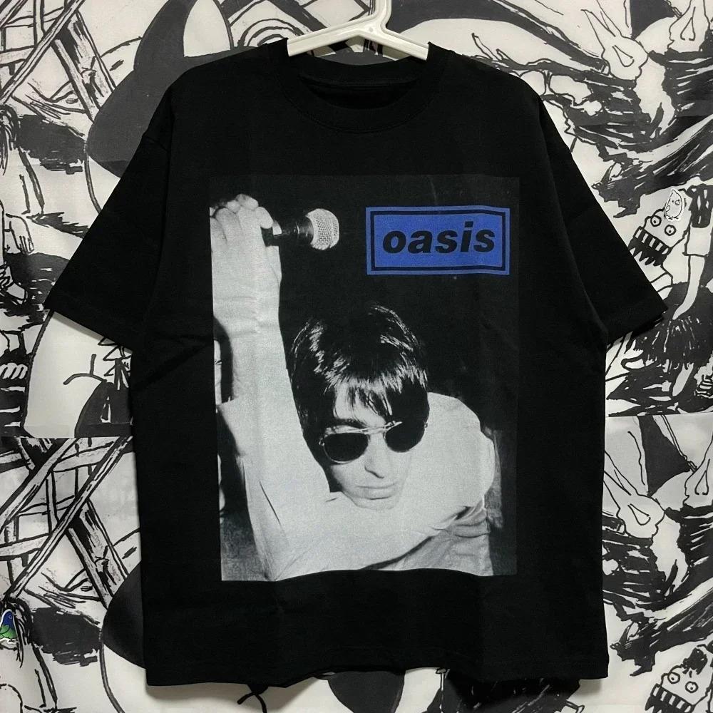 2025 Oasis Band Rock Retro Trend Peripheral Printed T-Shirt Summer Crew Neck Pullover Men's and Women's Short Sleeves