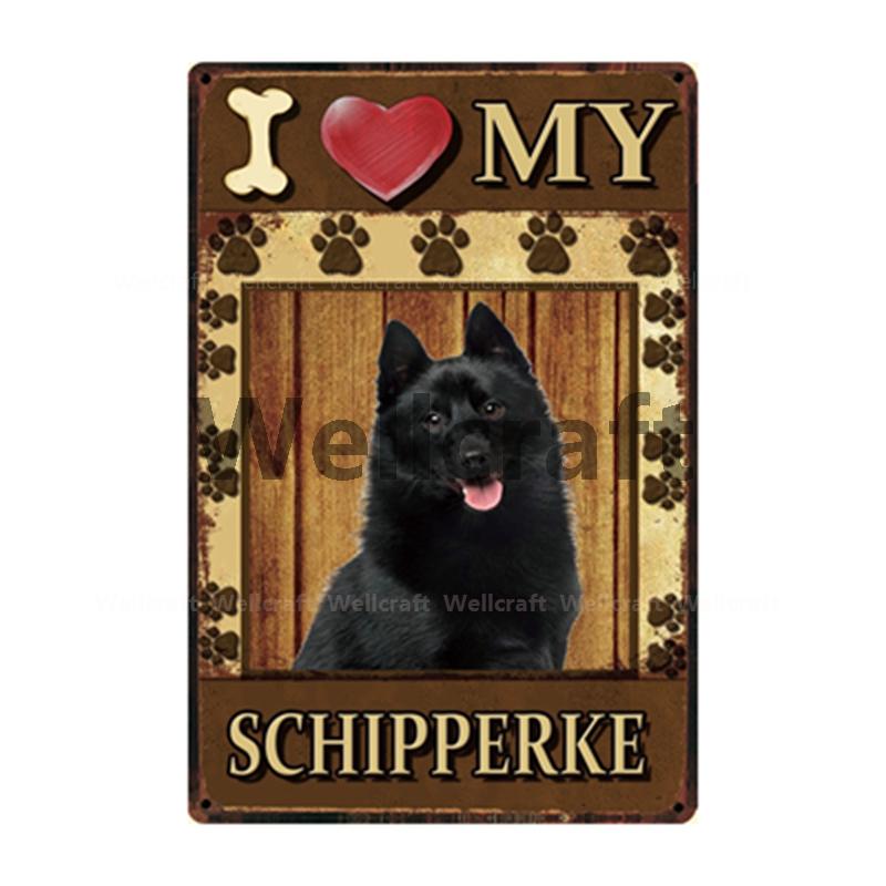 [ WellCraft ] I Love My Dog Border Collie Pug Labrador Metal Sign Tin Poster Home Decor Bar Wall Art Painting 20*30 CM Sizer  L6