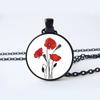 Collana con ciondolo cabochon in vetro a forma di fiore, gioielli con loto, pesca, rosa, girasole, tulipano