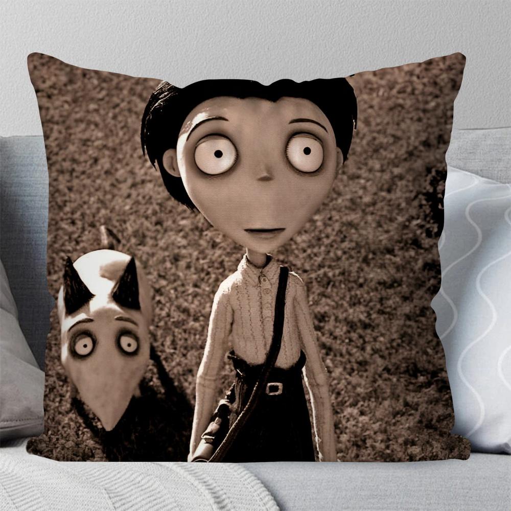 3D Black And White Fantasy Movie F-Frankeweenie Pillow Case Square Pillow Bedroom Sofa Leisure Living Room Home Decoration 40X40