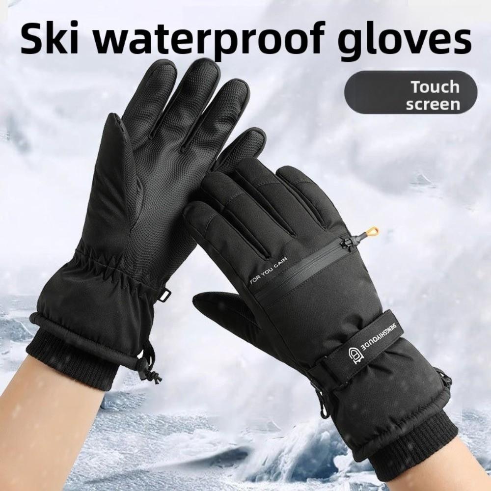 Solid Color Winter Ski Gloves Plush  Gloves Fashion Snowboard Gloves  Girls