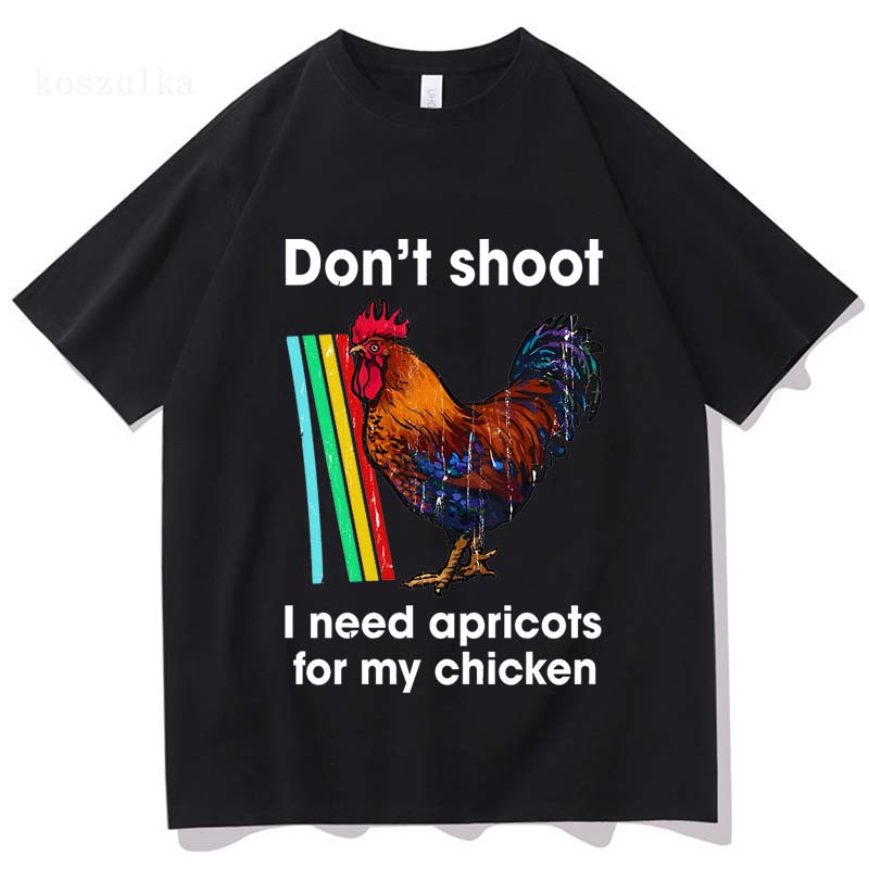 Nicht schießen, ich brauche Aprikosen für mein Hühnchen Arc Raiders Scrappy T-Shirt Hahn Grafik T-Shirts Baumwolle Kurzarm Locker T-Shirts