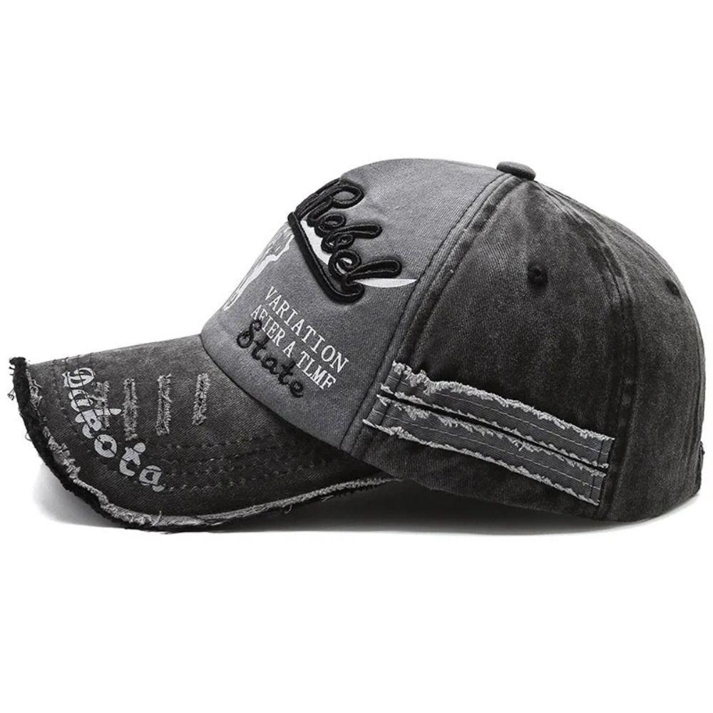 Adjustable Distressed Faded Cap Cow Head Pattern Sunscreen Hats For Man Women Outdoor Sports