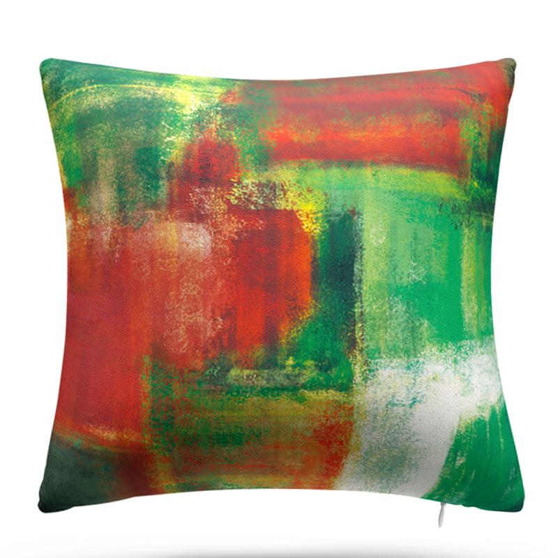Turquoise Geometric Color Block Short Plush Cushion Cover Color Block Gem Series Linen Pillow Case Home Fabric