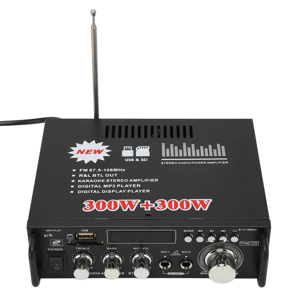 Power Amplifier 300W 300W Bluetooth with USB Memory Card Port Remote Control LED Display for Home