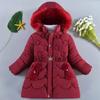 Winter Girls Coat Keep Warm Thicken Kids Jacket Hooded Zipper Fur Collar Princess Outerwear Children Clothing