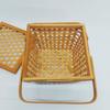 Bamboo Woven Handheld Basket with Lid for Kitchen or Snack Storage