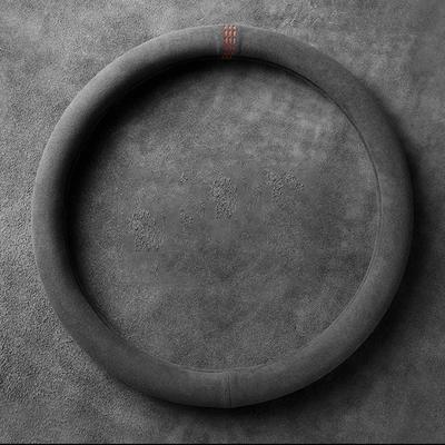 Universal Car Steering Wheel Cover 37-38cm Cowhide Suede Leather Wrap Breathable Non-Slip Auto Steering Wheel Cover for Cars