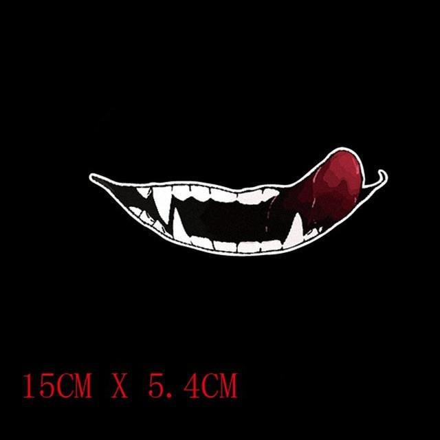 Злые зубы Мотоциклетный шлем и наклейка на автомобиль - Темное украшение кузова