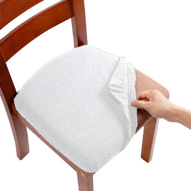 1/2/4/6ks Potahů na židle z polárního fleecu do jídelny Elastický potah na polštář Měkký potah sedáku Ochranný nábytek pro domácnost