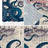 2D FLAT PRINTING 2pcs Curtains (Without Rod) Octopus and Sailing Ships Fashionable Modern Curtains Durable 100% Polyester Fabric