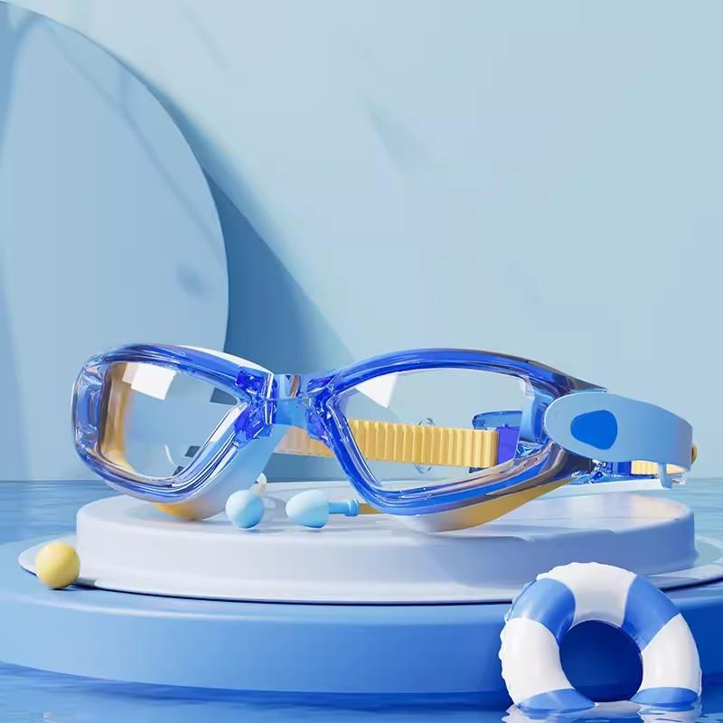 Youyou's New Cute Waterproof and Anti-fog Children's Swimming Goggles, Electroplated Fashionable and Dazzling Large Frame