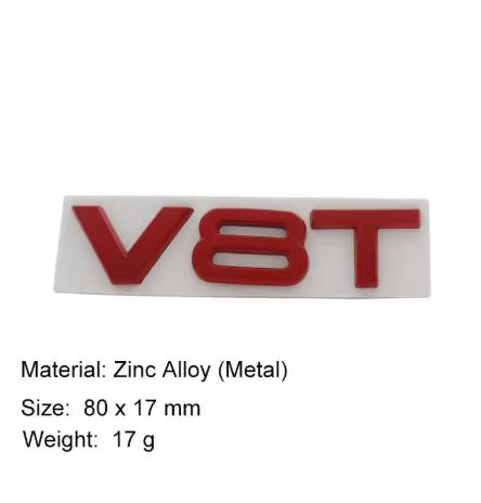 3D V8T V6T V6 V8 T car Hood Fender trunk Rear Bonnet Nameplate Decal Emblem Badge Sticker for A1 A3 A5 A6 A4 A7 Q3 Q5 Q7