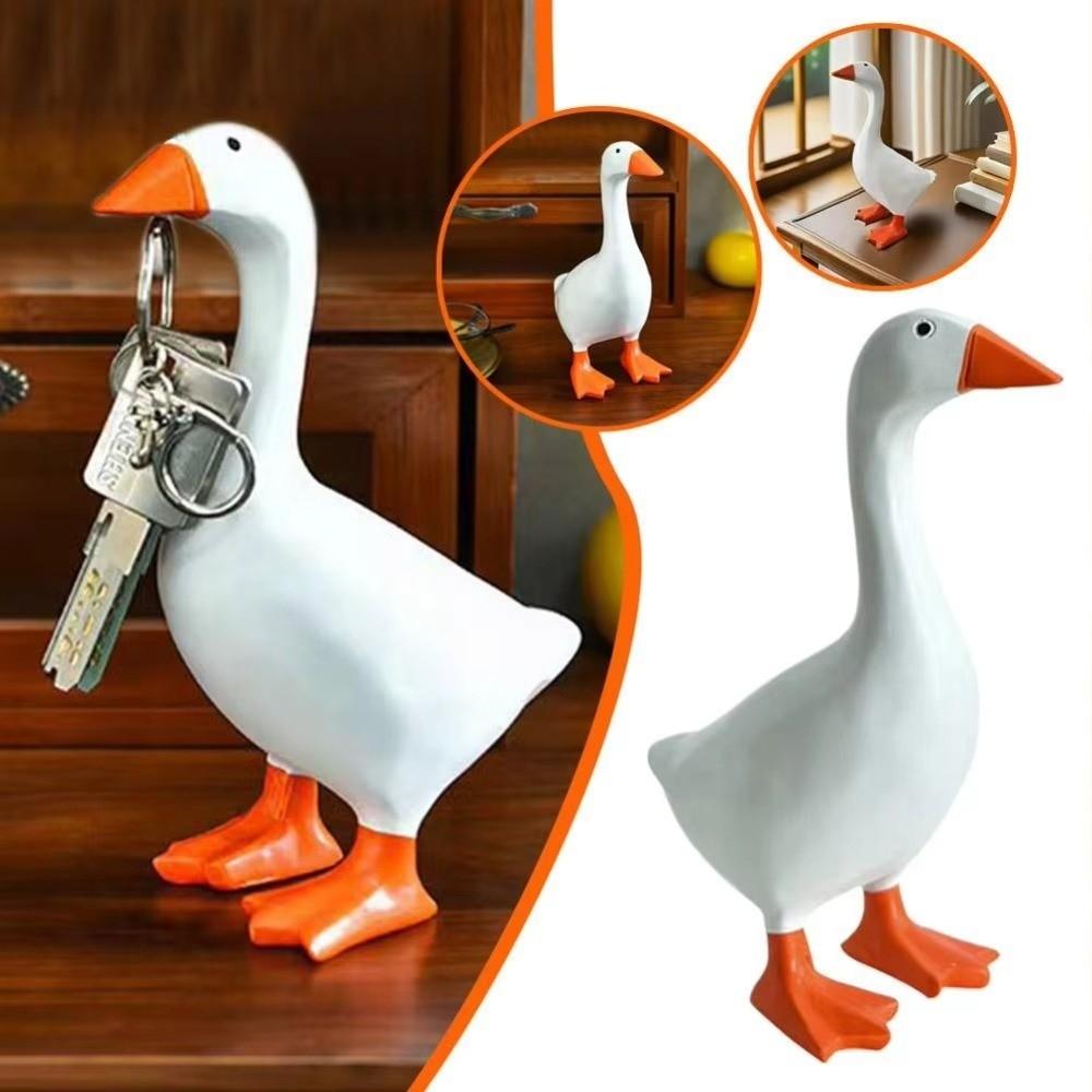Resin Goose Figurines Key Hanger Funny Dumb Goose Key Holding Figurine  Office Desk