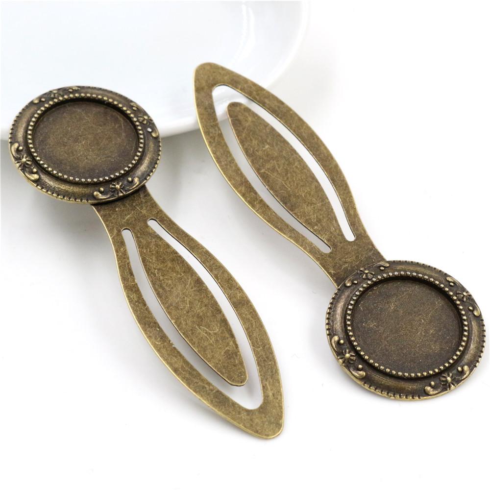 

New Fashion 2pcs 18mm Inner Size Antique Silver Plated and Bronze Vintage Style Handmade Bookmark Cabochon Base Cameo Setting