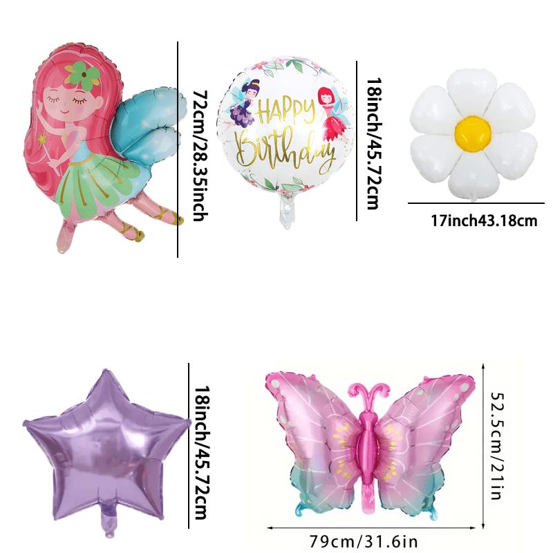 

5pcs Fairy Balloon Set Garden Butterfly Theme Party Floral Tea Party Birthday Party Party Decoration Balloons As Shown