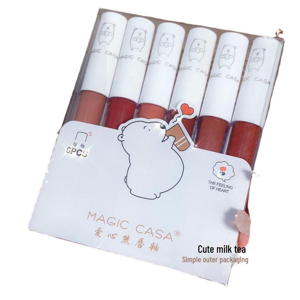 MAGIC CASA Care Bears Non-Fading Matte Lip Glaze Set - Six Moisturizing Shades
