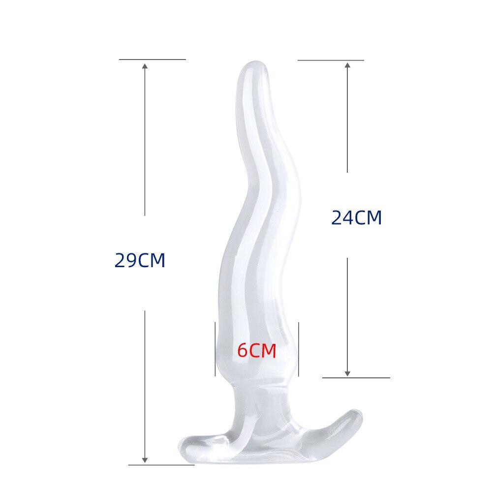 Transparent TPE Anal Plug Extended Anal Expander Masturbation Device Dildo Adult Sex Toys Strap On Penis Fisting
