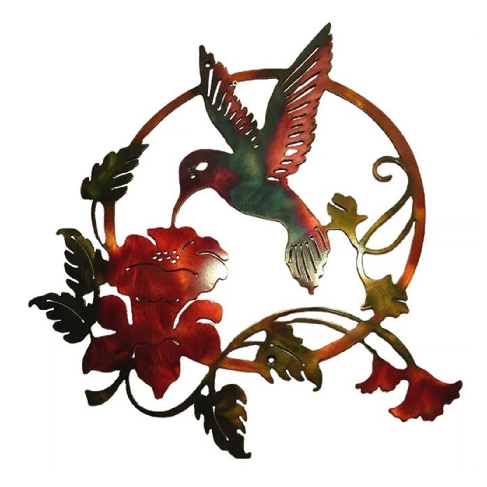 

Круглая металлическая птица настенное художественное украшение гостиной колибри цветок металлический художественный круг D