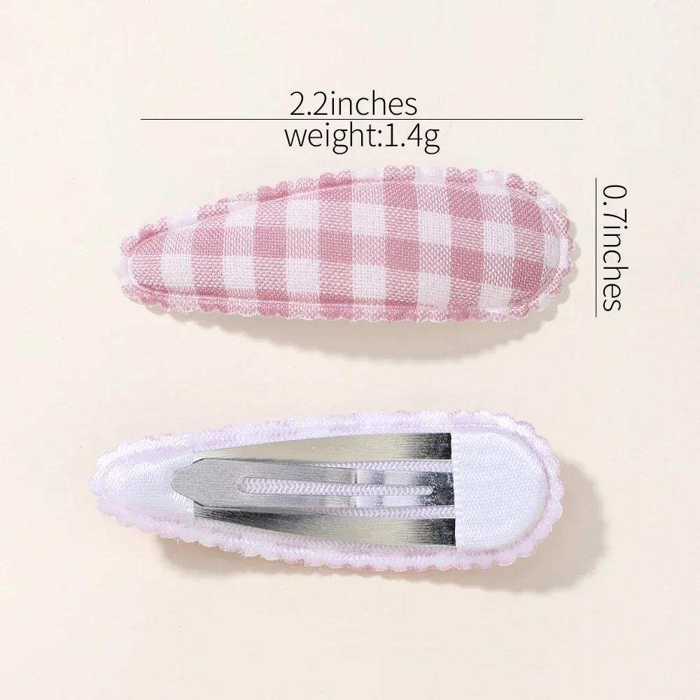 10pcs/set Fresh Print Cotton Alloy Hair Clips for Baby Kids Fabric Plaid BB Hairpins Todller Hairgripe Headwear Hair Accessories
