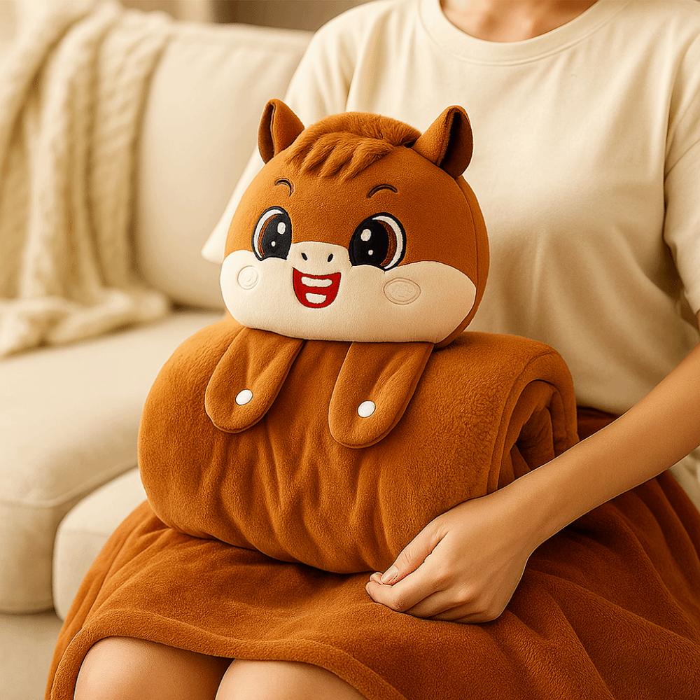 Fluffy Throw Horse Mascot Plush Blanket Soft Warm Nap Blanket Universal Flannel Blanket  Office