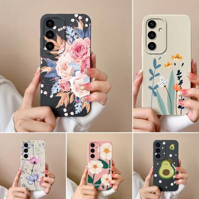 Carcasa Para Samsung A05 A16 A56 A26 A36 F14 A05S S25 Plus Ultra Carcasa Exquisita Aguacate Duradera Antideslizante Silicona Líquida Bonita Cubierta de Flores Para Samsung