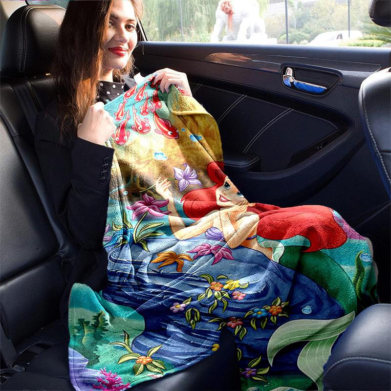 1pc Cartoon Mermaid Blanket - Seasonal Universal, Home Decoration, Throw Blanket, Cartoon Bedding, Soft Flannel Throw Blanket - Versatile &