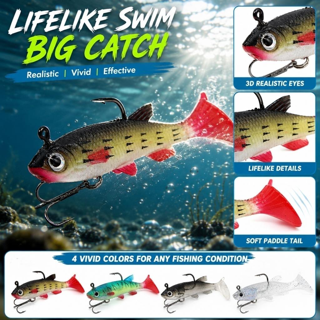 9cm 14g Fishing Lure Soft Bait with Double Hooks Weighted Body Bionic Fish Shape Artificial Bait for Freshwater and Saltwater Fishing