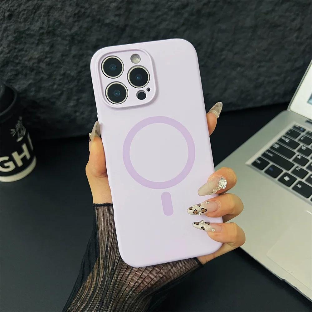 Luxury Magsafe Liquid Silicone Magnetic Phone Case For iPhone 16 Pro Max 15 Plus 14 13 12 Lens Protective Candy Color Back Cover