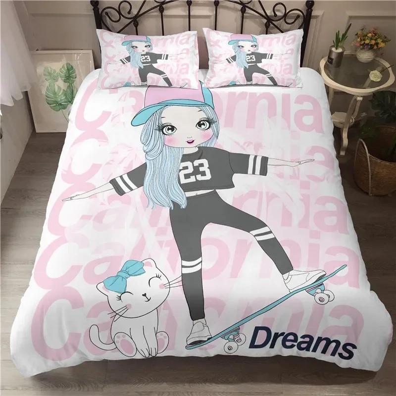 

Musical Girl Modern Fashion Girly Comfortable Duvet Quilt Cover Pillowcase Bedding Set Children Bedroom Decoration Home Textile 70x133cm 2pcs