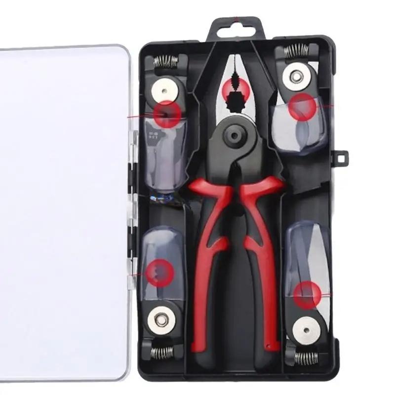 5 in 1 Interchangeable Pliers Set Multifunctional Tool for Wire Cutting Stripping Crimping As Combination Slip Joint Pliers