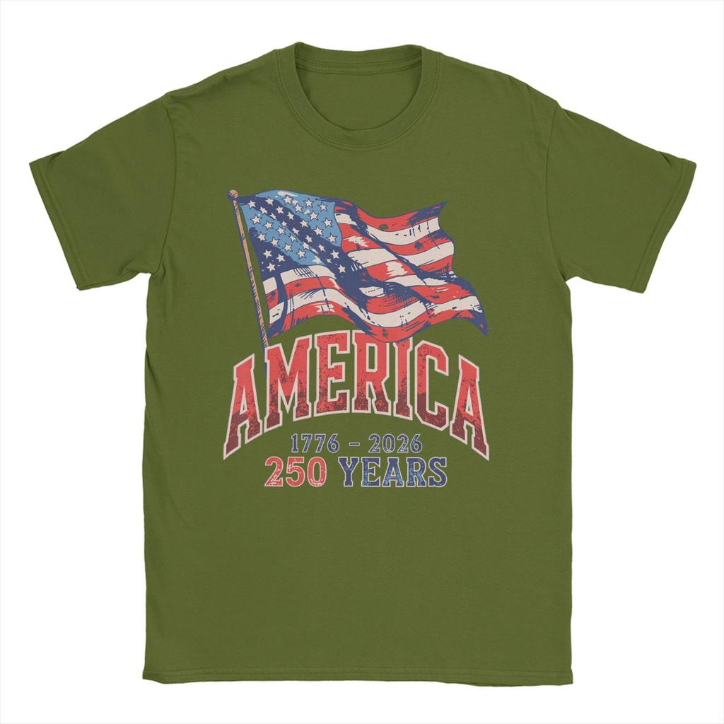Anniversary USA Cotton TShirt For Unisexs Summer Streetwear T Shirts Crewneck Novelty Tee Shirt Oversized Design Tops