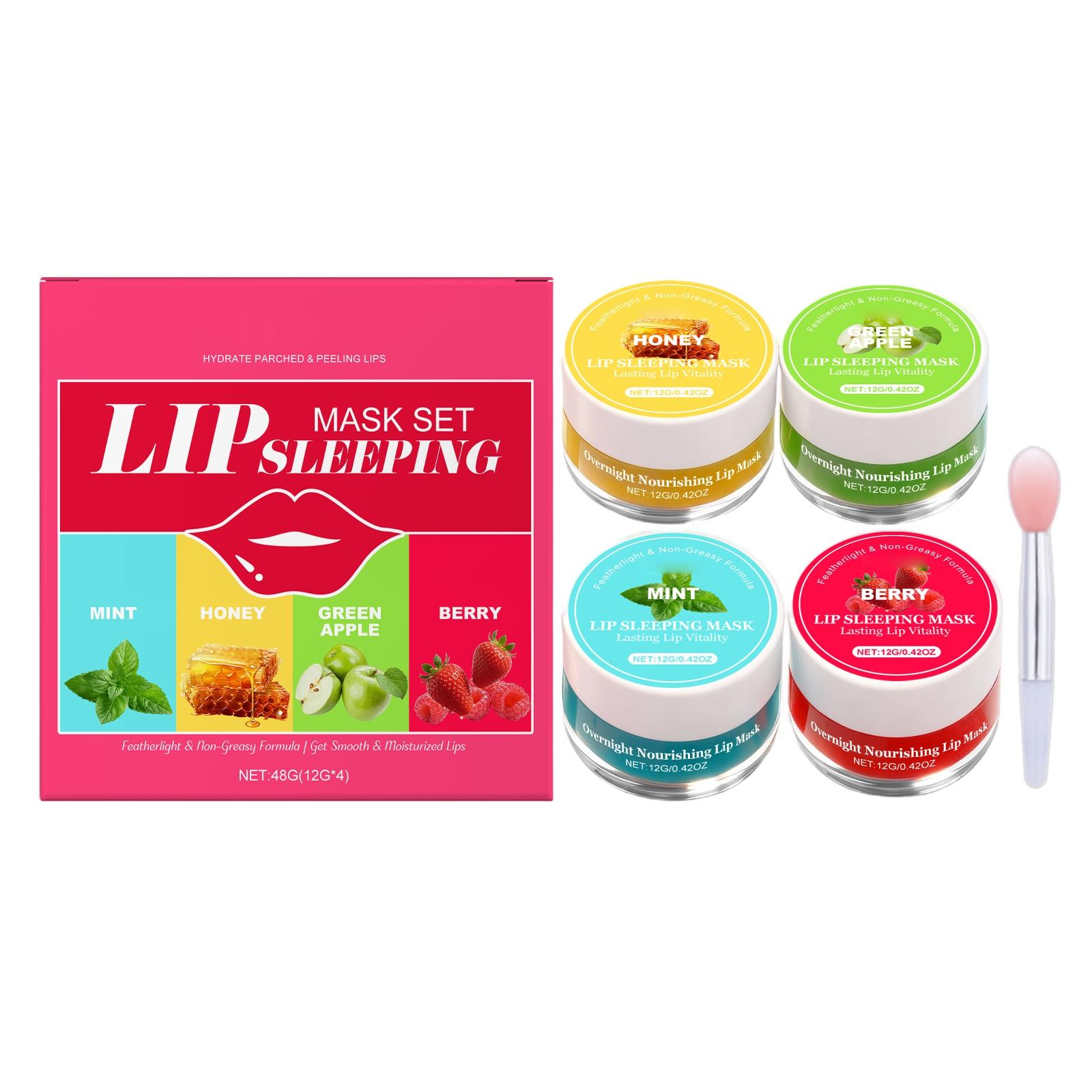 

Набор ночных масок для губ Four- Care увлажняет, уменьшает морщинки на губах и мягко отшелушивает. One Size красный