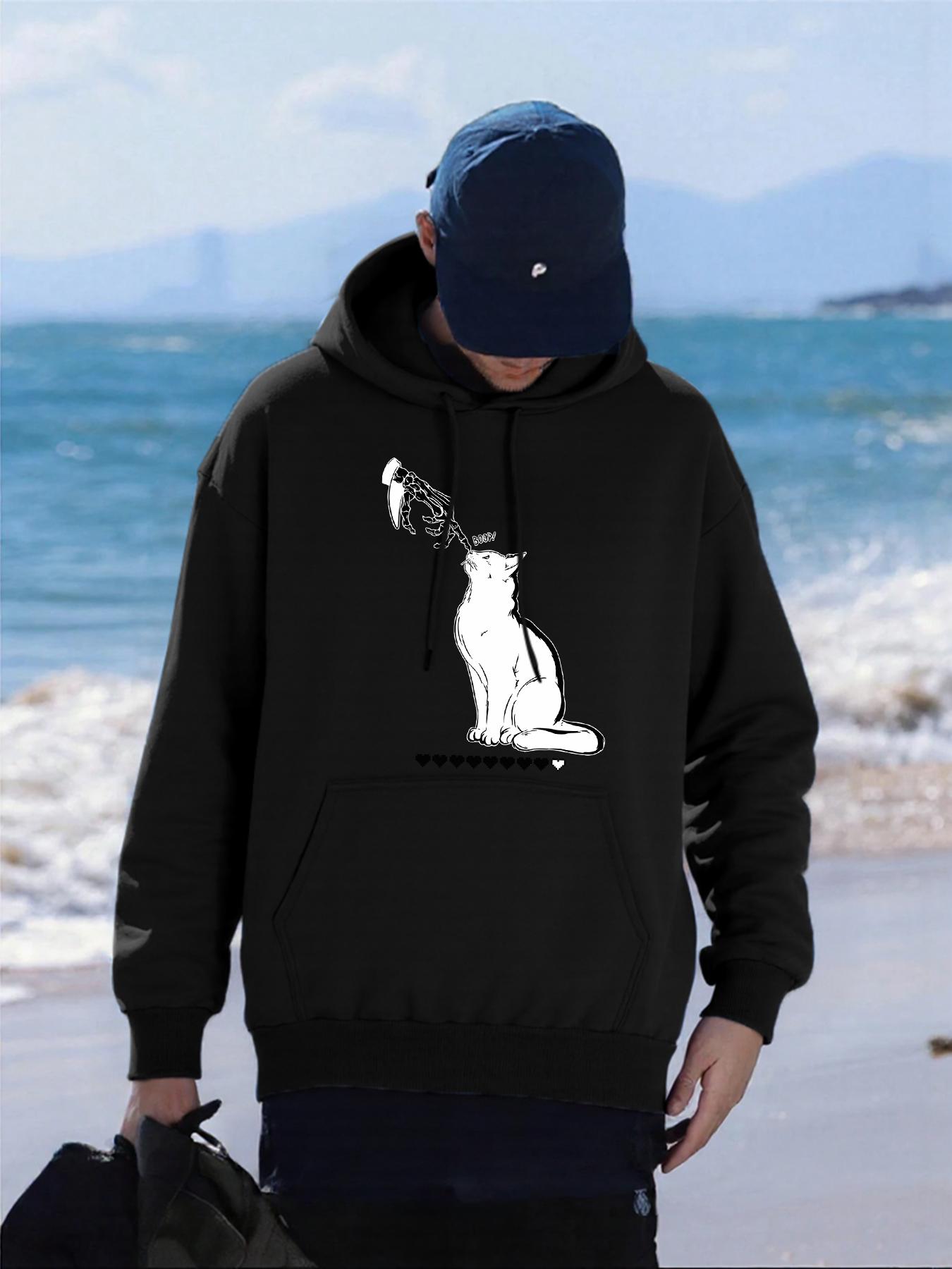 

Boop Heart Cat Printing Hoodies Mens Oversized Comfortable Male Pullover All-Match Casual Hoody Pocket Fleece Streetwear 3XL