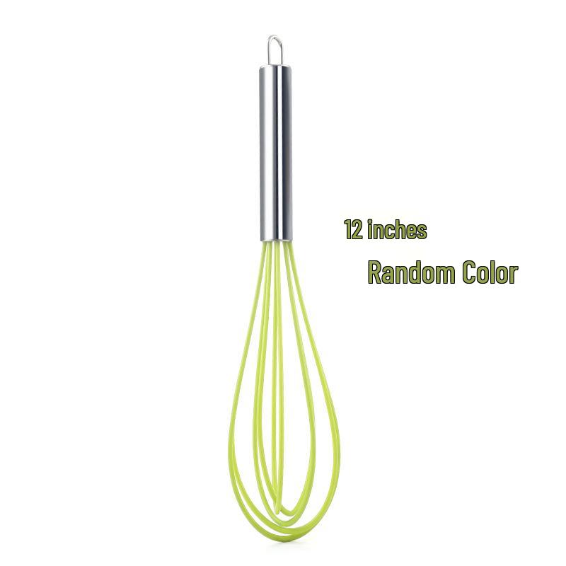 Stainless Steel Semi-Automatic Whisk Set - Manual Thickened and Mini Silicone Whisks