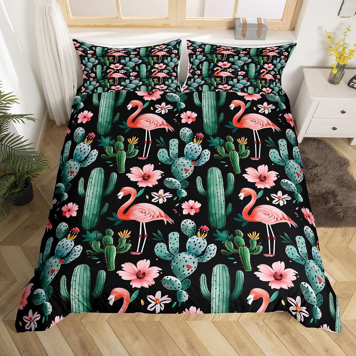 

Шикарный кактусовый постельный комплект размера «queen» для детей, подростков, для декора, мультяшный, с зелеными растениями, суккулентами, пододеяльник, искусство природы, цветочный чехол для одеяла EU Single(135x200cm)