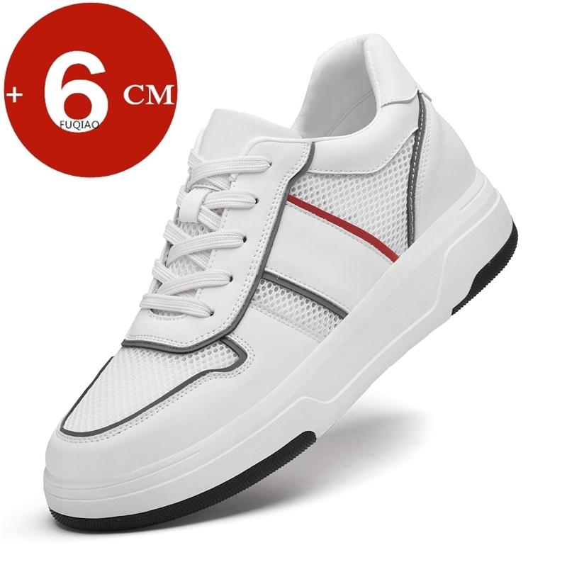 Summer Breathable Elevator Shoes Men Genuine Leather+mesh Increase 6cm Heightening Shoes Moccasins Taller Casual Sports