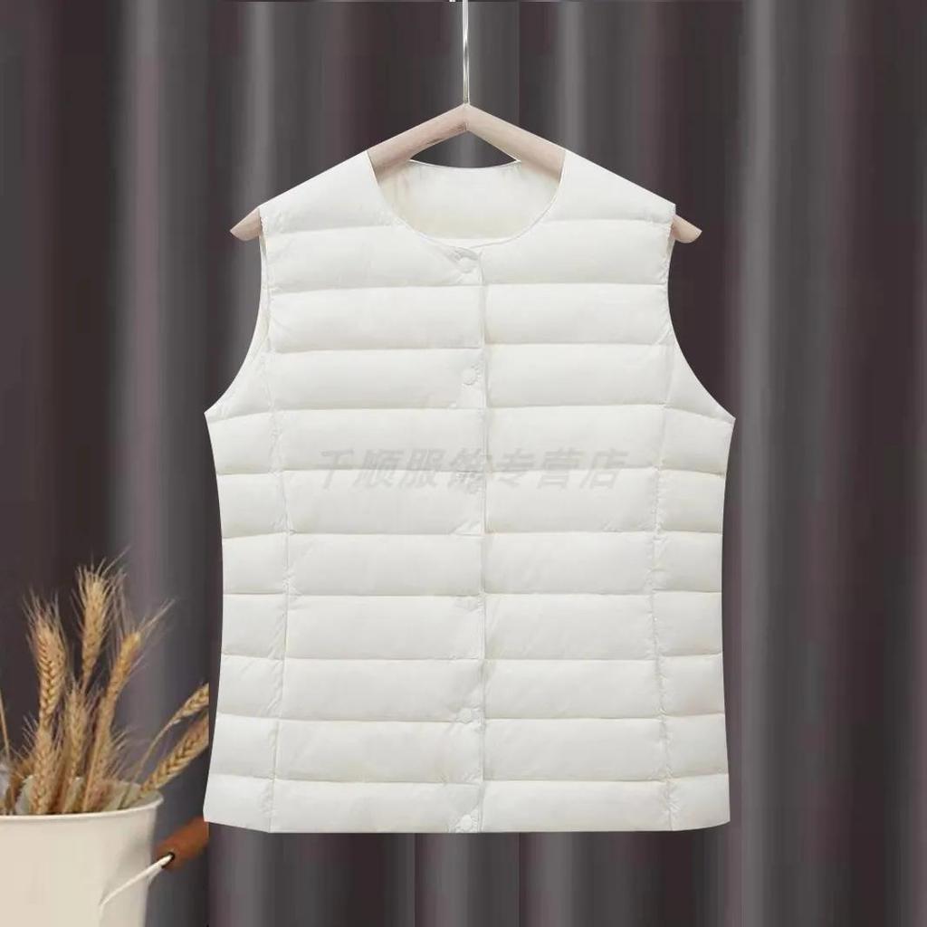 Women's Fall and Winter Light Temperament Commuter Vest Short Section Round Neck Undershirt Big Yards Coat