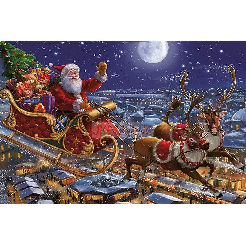 5D Diamond Painting Santa Claus Diamond Mosaic Christmas Diamond Embroidery Winter DIY Full Round Cross Stitch Home Decor